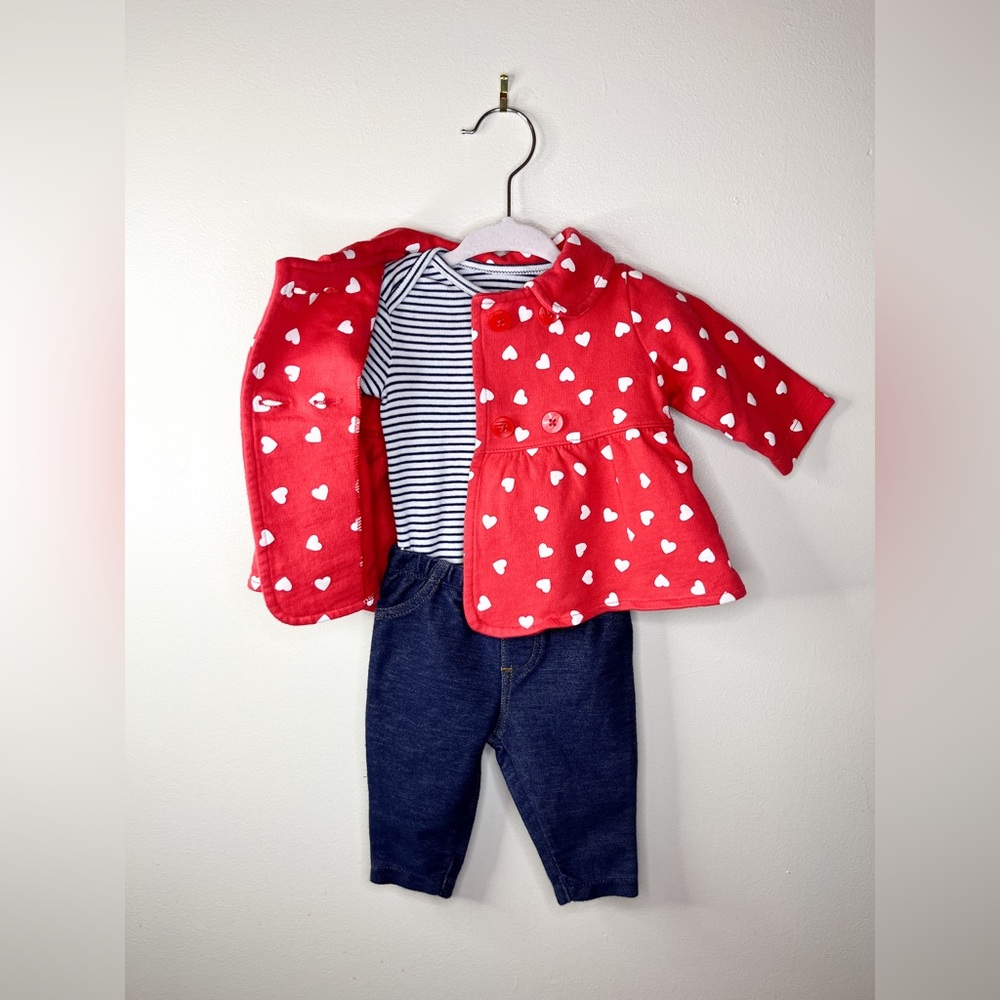 Carter’s Baby 3-Piece Red Jacket with Hearts Set